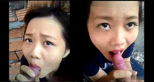 Nhân tình liếm cây hàng ở vườn sau nhà